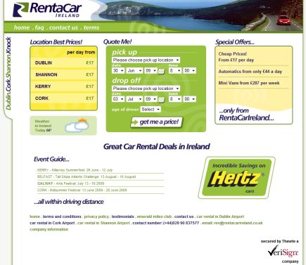 RentacarIreland.co.uk launches new low cost Irish car rental site