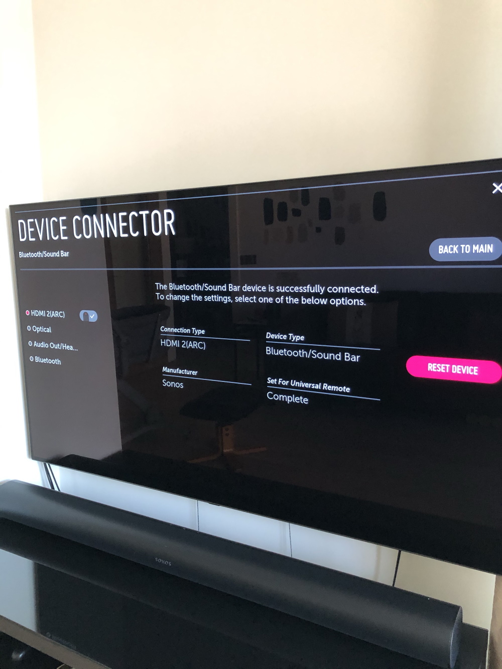 Reset Device Connector option